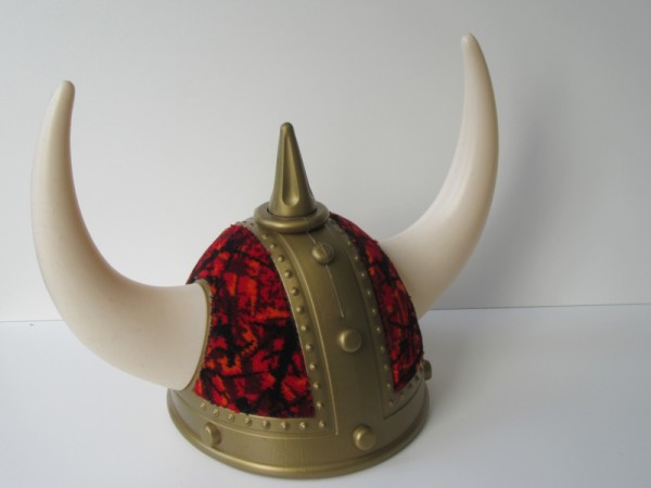 Viking helmet with red danish