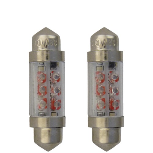 Buislamp SV8.5 ROOD LED 24V kort 10 x 36 mm (2 stuks)