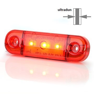 LED sidemarker ultrathin mounting 3 LEDs 9-36V red