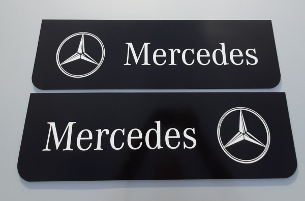 Spatlappen voorkant 18x60cm Mercedes zwart wit set van 2