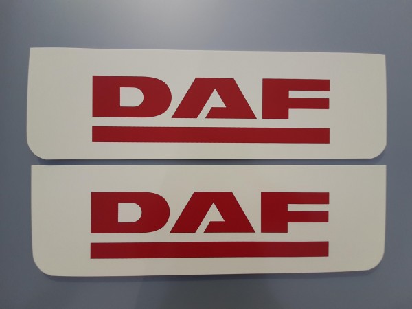 Mud flaps front 18x60cm DAF white red set of 2