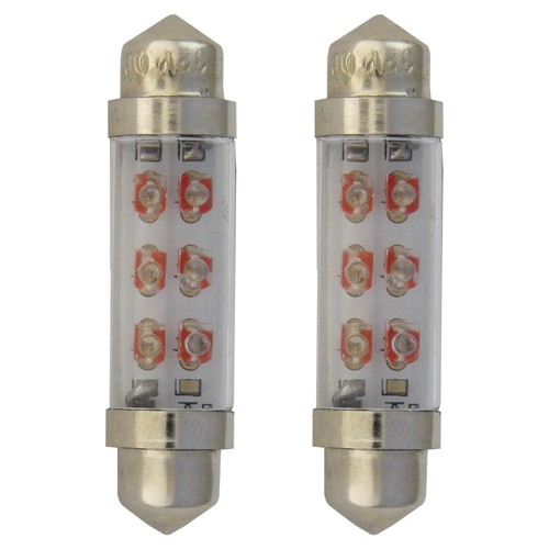 Buislamp SV8.5 ROOD LED 24V lang 10x 42 mm (2 stuks)