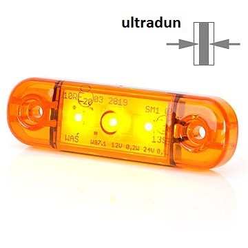 led zijmarkeringslicht ultradunne montage 3 leds 9-36v oranje