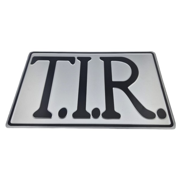 T.I.R. bord 40x25cm - Zilver met zwarte opdruk