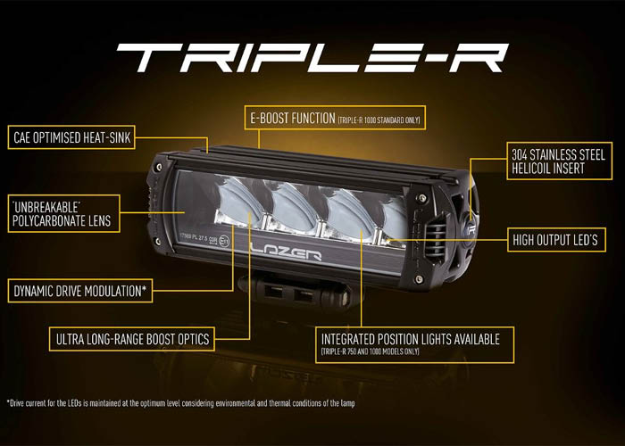 Lazer Triple R 750 LED headlight black with sidelight 9-32V