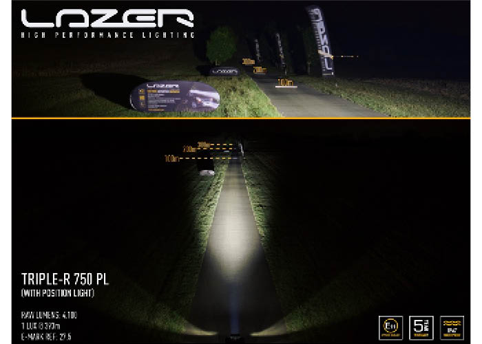 Lazer Triple R 750 LED headlight black with sidelight 9-32V