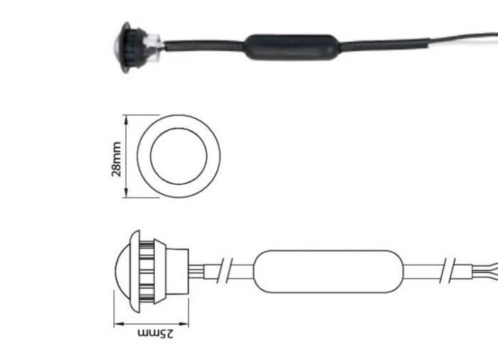 Round red LED position light 12/24V