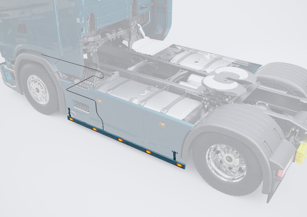 Old School Sidebars - DAF NewGen - Wheelbase 4.000mm - Set with light & cables / 10m connection to vehicle electronik / dashboard