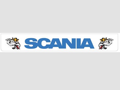 Mudflap Rear Bumper for Scania | White with Blue Svempas Print | 238x35cm