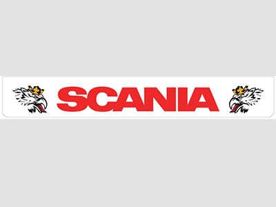 Mudflap Rear Bumper for Scania| White with Red Svempas Print | 238x35cm