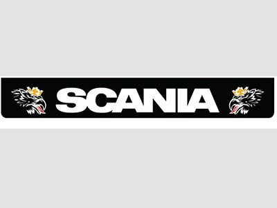 Mudflap Rear Bumper for Scania | Black with White Svempas Print | 238x35cm