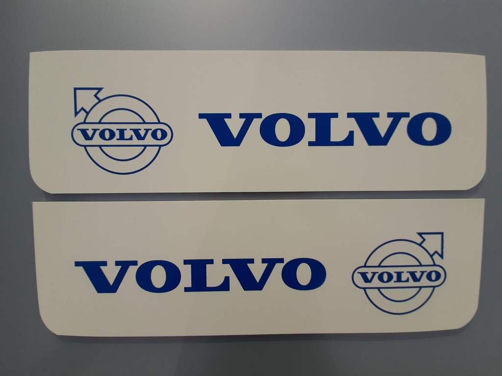 Front Mudflap Set for Volvo | White with Blue Print | 60x18cm