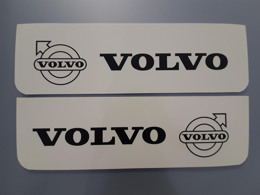 Front Mudflap Set for Volvo | White with Black Print | 60x18cm