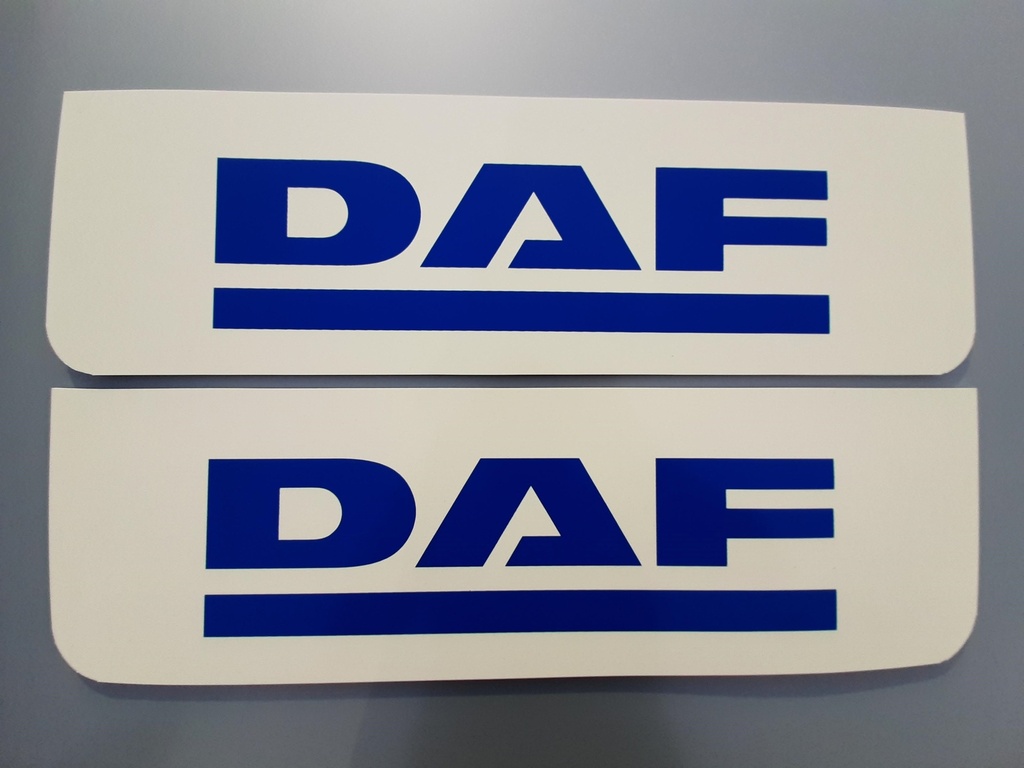 Front Mudflap Set for DAF | White with Blue Print | 60x18cm