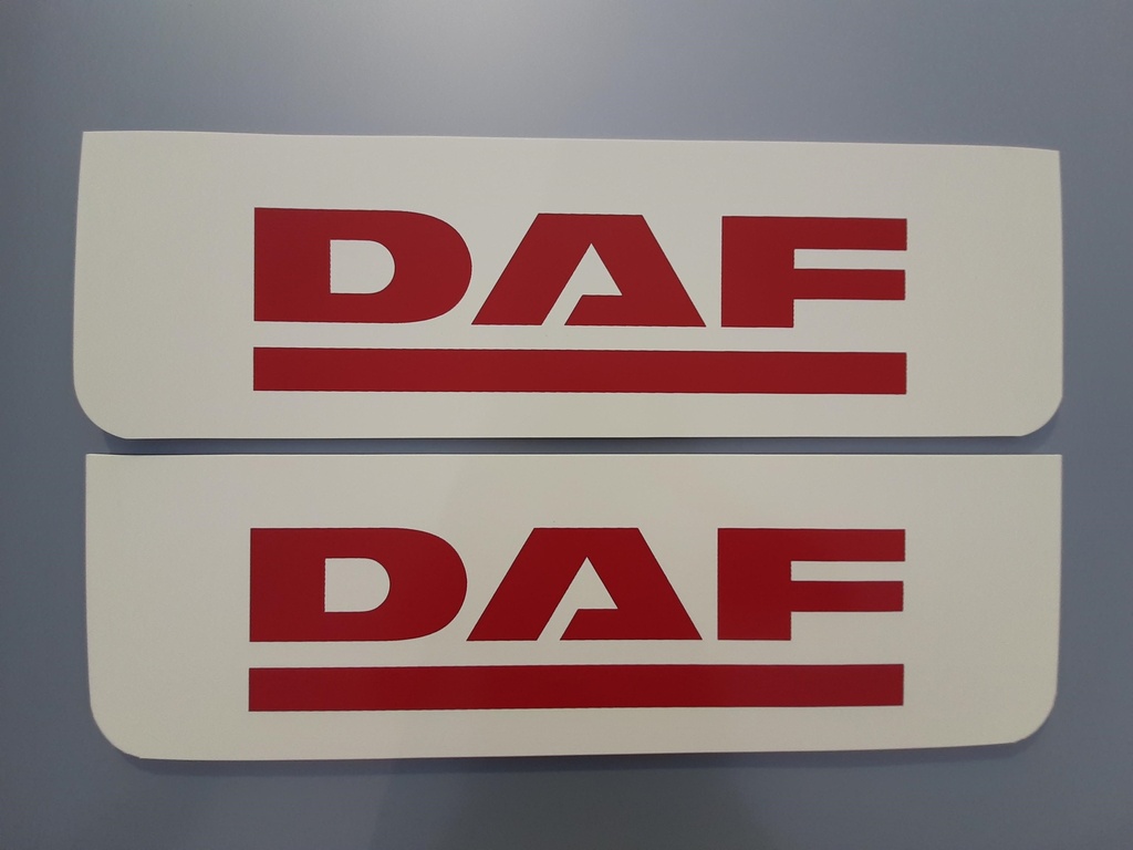 Front Mudflap Set for DAF | White with Red Print | 60x18cm