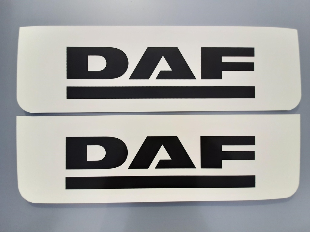 Front Mudflap Set for DAF | White with Black Print | 60x18cm