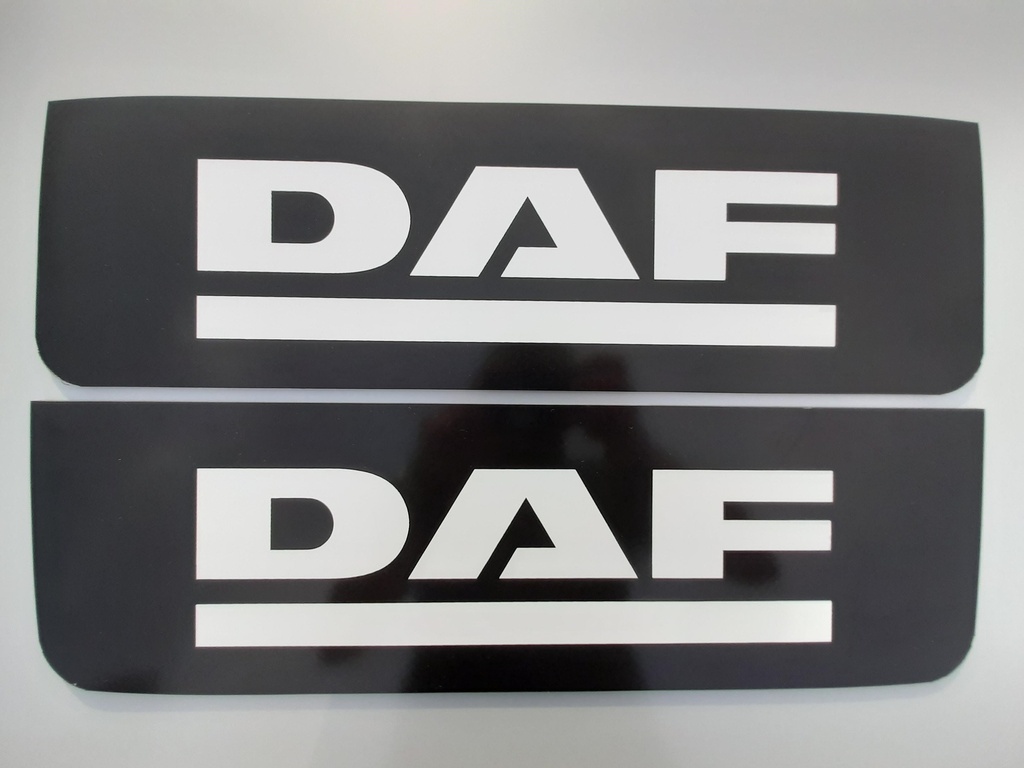 Front Mudflap Set for DAF | Black with White Print | 60x18cm