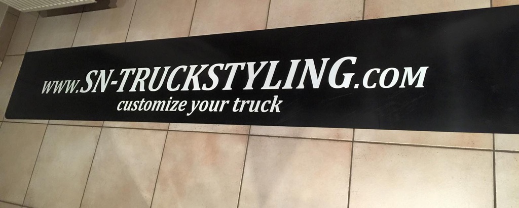 SN-Truckstyling Mudflap Rear Bumper | Black with White Print