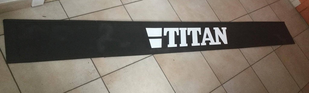 Mudflap Rear Bumper "Volvo Titan" without Logos | Black with White Print | 250x38cm