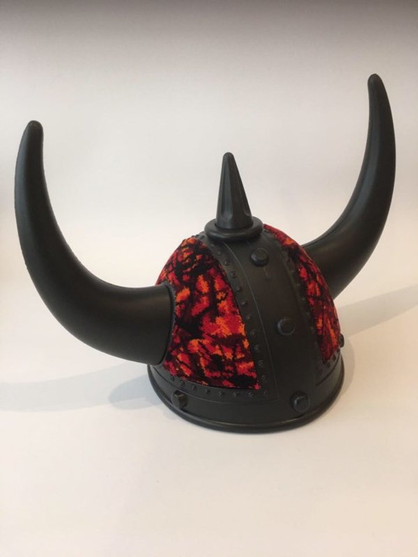 Black Viking helmet Red Danish Plush