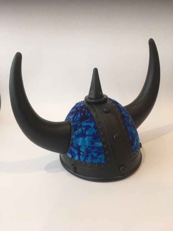 Black Viking helmet Blue Danish Plush