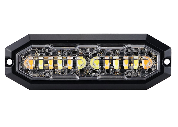 12-LED FLITSER AMBER & WIT - 12/24V