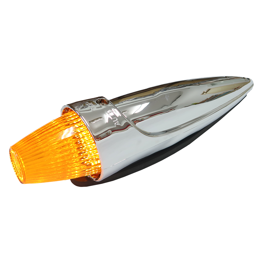 Toplamp LED Torpedo Chroom - Amber met Helder Glas