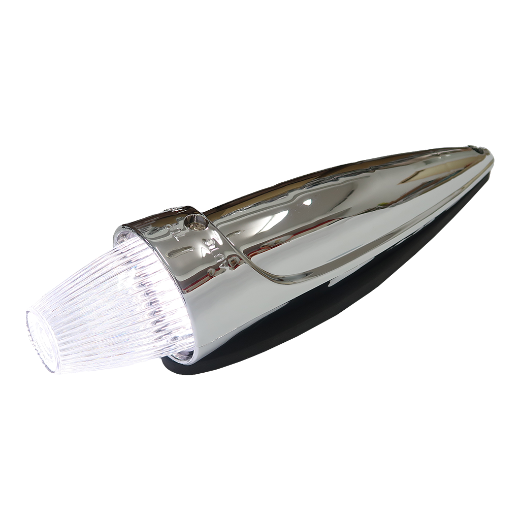 Chrome Torpedo Roof Marker Light - White with Clear Glass