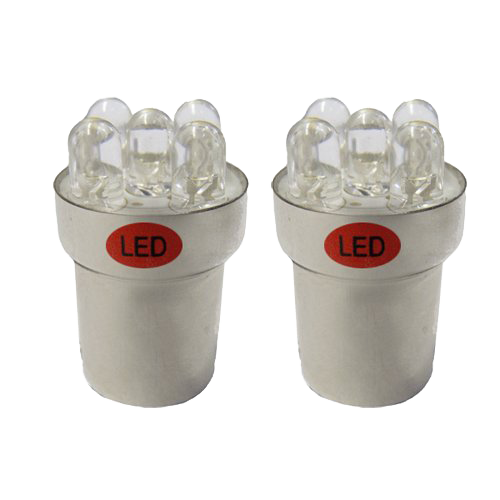 SET (2) BA15S BAJONET 5-LED - ROOD