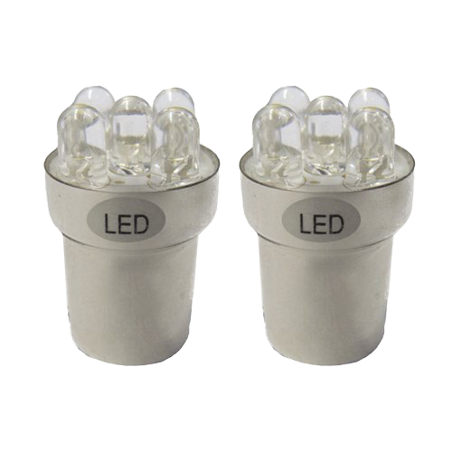 SET (2) BA15S BAJONET 5-LED - WIT