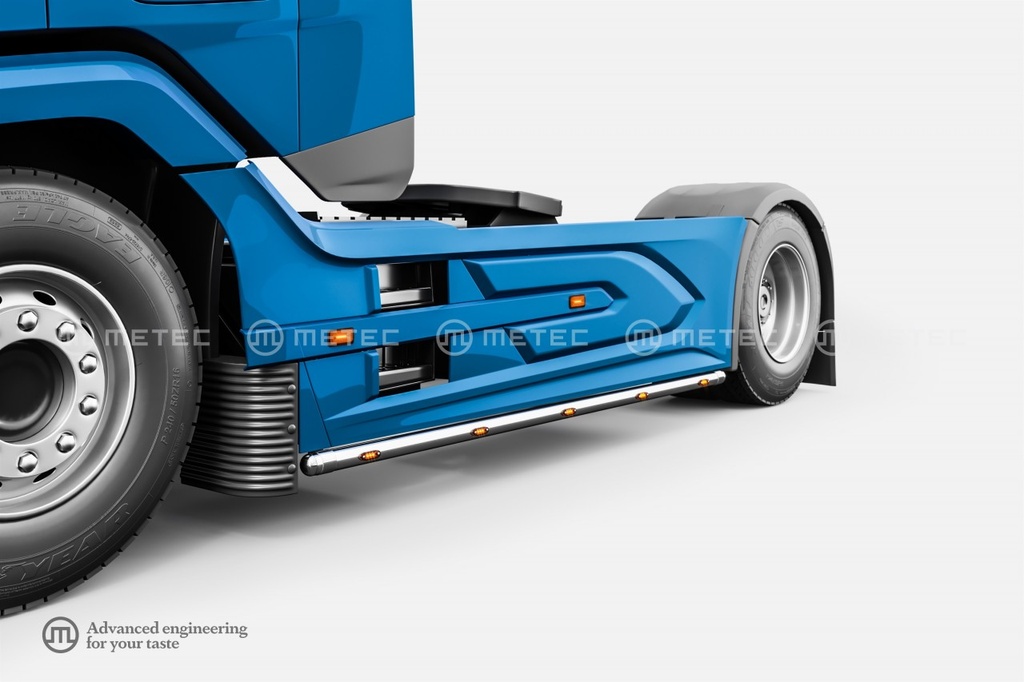 Set St. Steel sidebars incl. LED's WB 3800mm for DAF XF (2021+) Incl. 5 orange LEDs