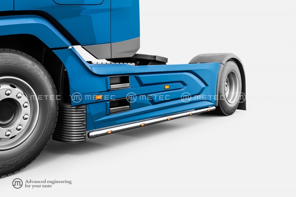 RVS Sidebars voor DAF XG/XG+ (2021+) WB 4000mm - 5 Oranje LEDs