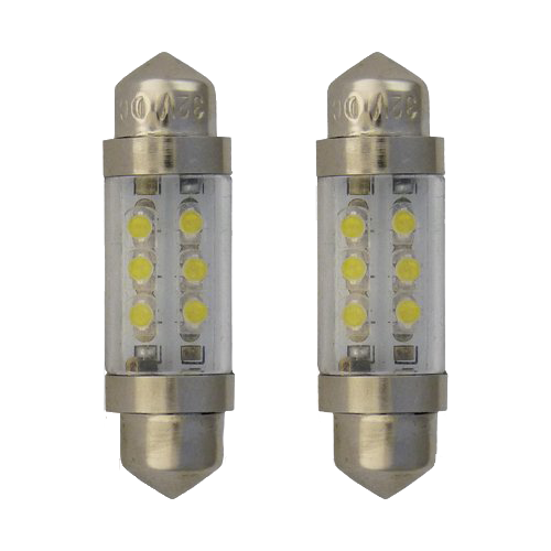 SET (2) SV8.5 BUISLAMPJES LED KORT(36MM)  - WIT