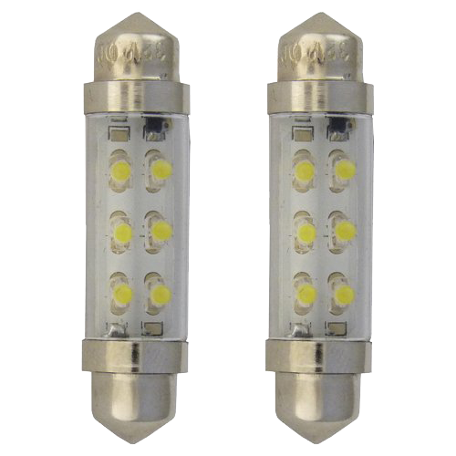 SET (2) SV8.5 BUISLAMPJES LED LANG(42MM)  - WIT