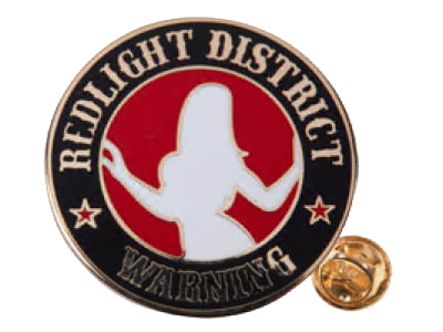 Pin - Warning RedLight District (Round)