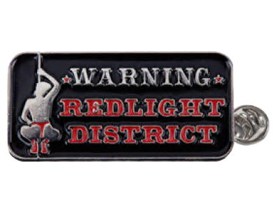 Pin - Warning RedLight District (Rechthoekig)