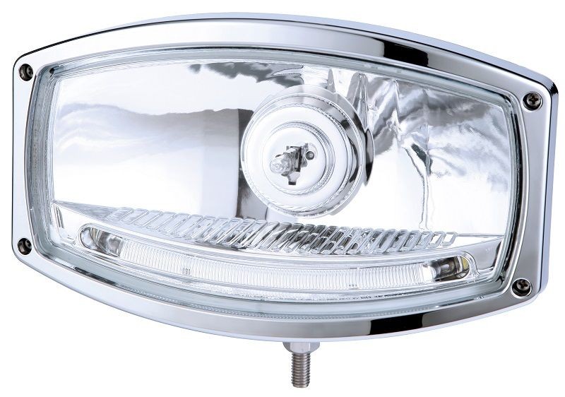 Driving Light 1600 Chrome with clear glass + LED parking light