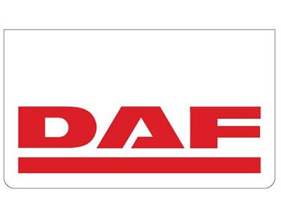 Mudflap for DAF | White with Red print | 60x35cm