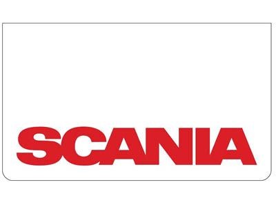 Mudflap for Scania | White with Red Print | 60x35cm