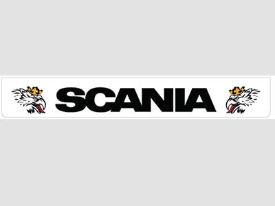 [46500922] White rear mudflap Scania with black Svempas imprint