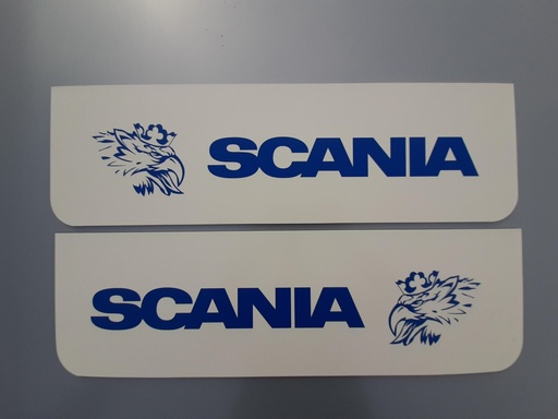 [46510520] Front Mudflap Set for Scania| White with Blue Print | 60x18cm