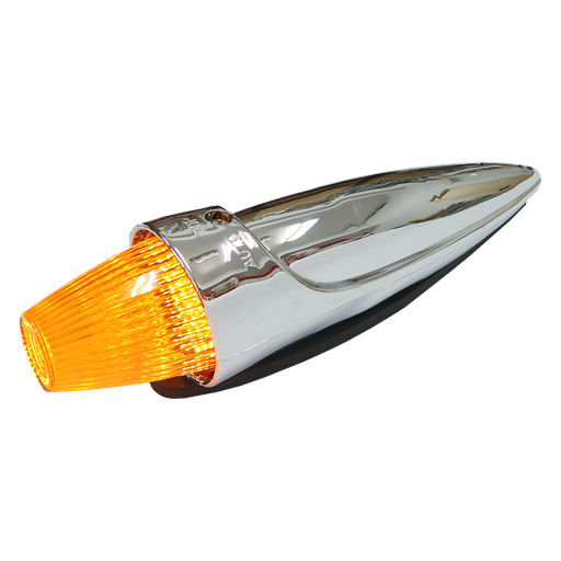 [4635732A-LED] Chrome Torpedo Roof Marker Light - Amber with Amber Glass